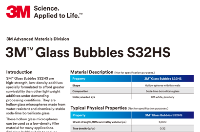 3M Glass Bubbles S32HS产品技术文档